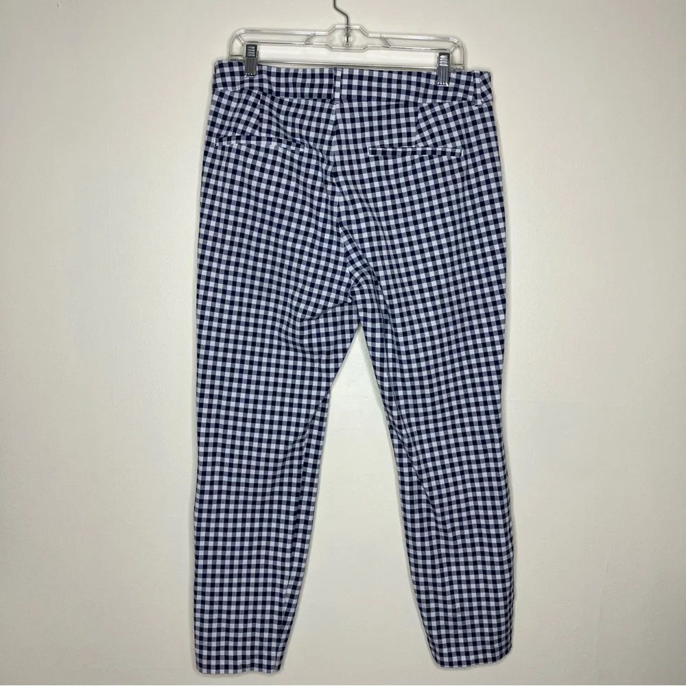 Old Navy navy blue gingham checked High Rise Pixie Ankle pants 14 - Picture 4 of 7